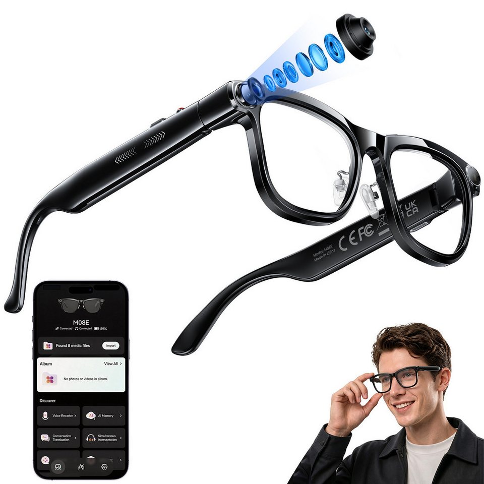 Photography Lighting Accessories - KI-Smart-Brille mit ChatGPT Echtzeit-Übersetzung 1300W Kamera