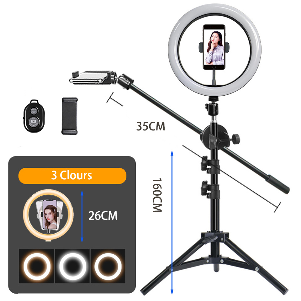 Stand Lighting Photography - 26CM LED-Videoringlicht für Fotografie, Kreisförmige Beleuchtung