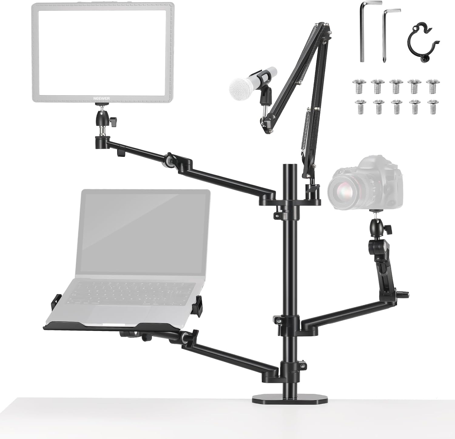 Photography Lighting Rig - Tischmontierte Overhead-Kamerahalterung mit 4 Auslegearmen, kompatibel