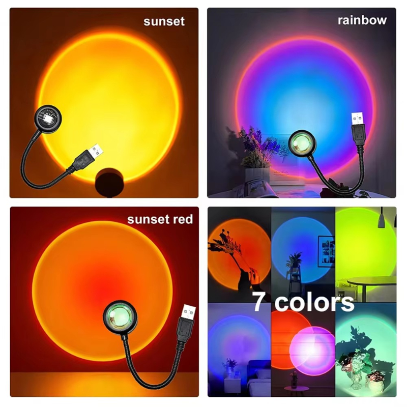 Photography Lighting Home - 1-4 Stück Sonnenuntergangslampe LED Regenbogen Neon