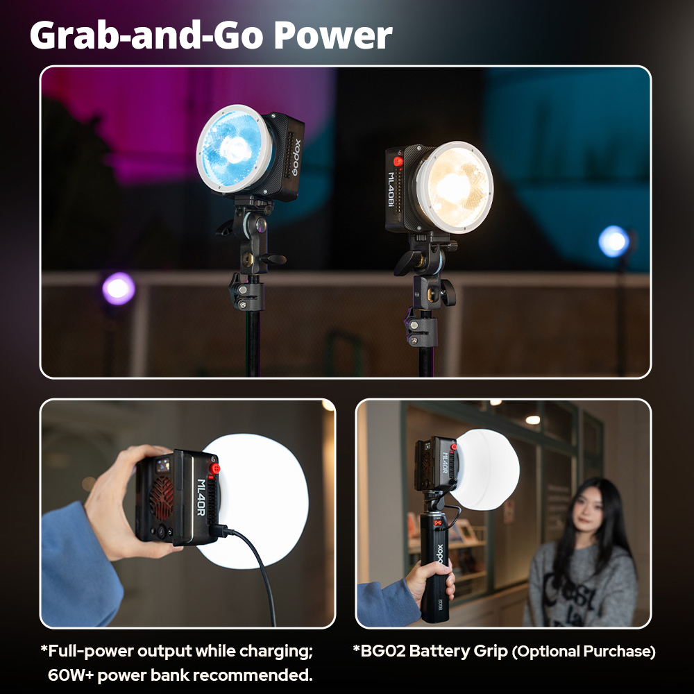 Photography Lighting Placement - Godox ML40Bi 40W Taschen-LED-Videoleuchte mit Magnetischer