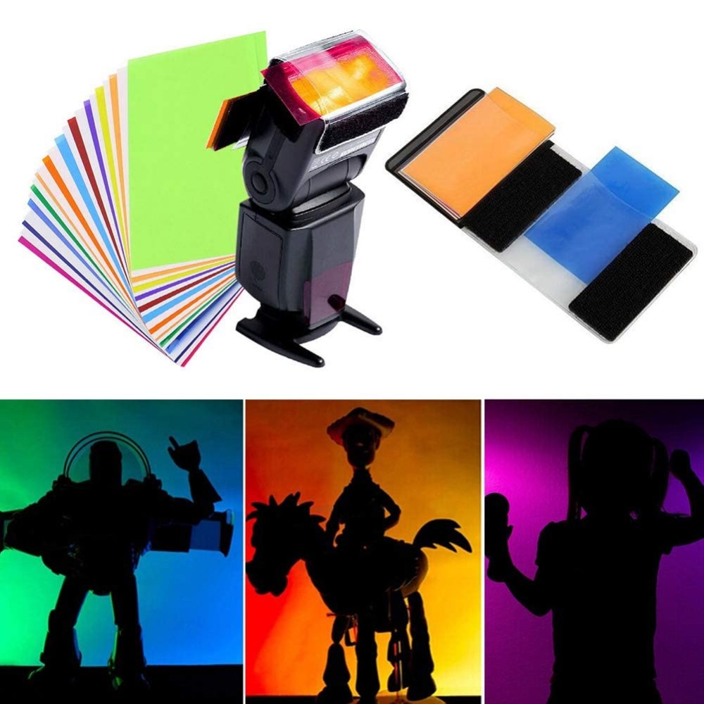 Photography Lighting For Portraits - 12 Farben Kamera-Blitzfilter-Set mit universellem Klettbandhalter