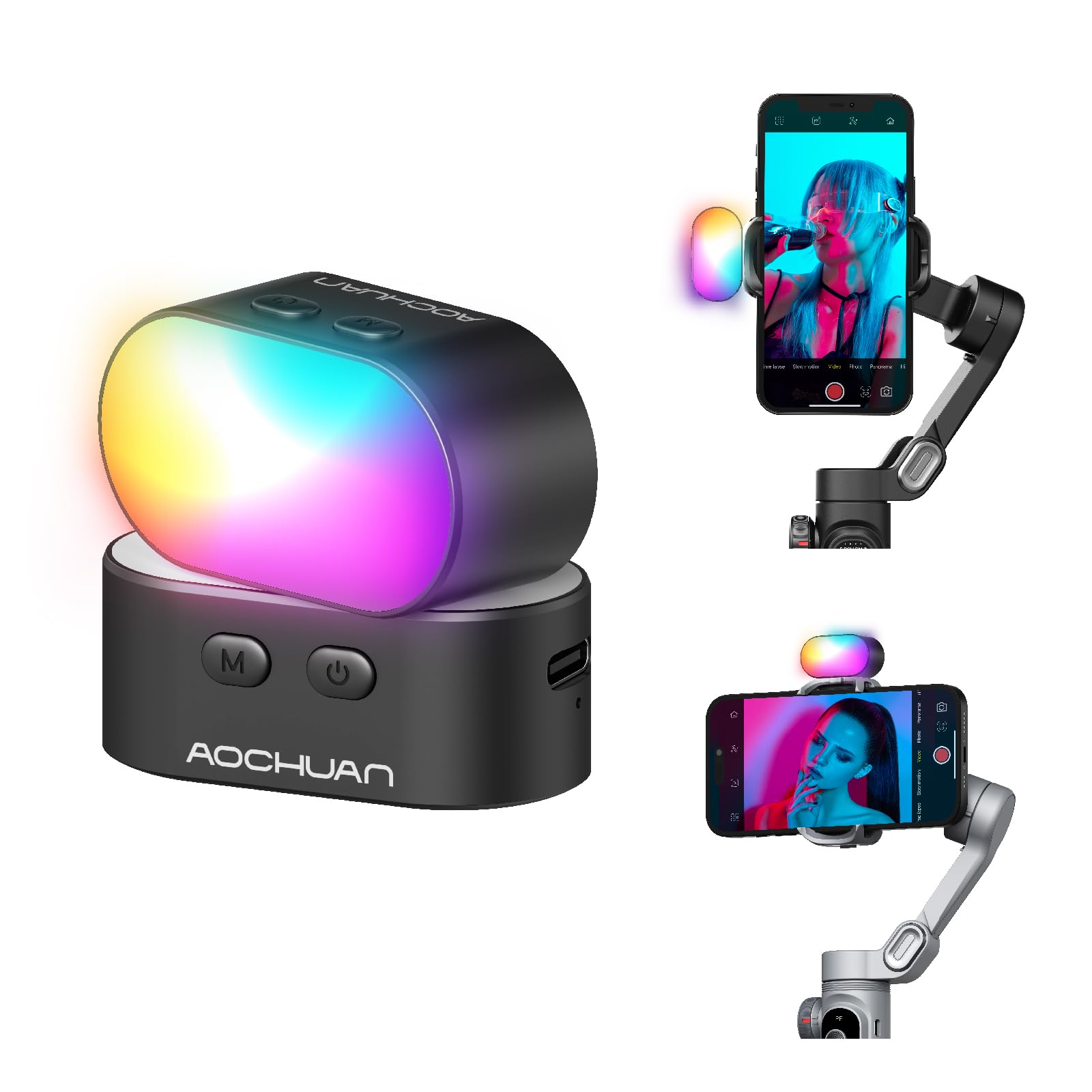 Photography Lighting Rgb - AOCHUAN RGB-Magnetfülllicht für Gimbal, LED-Videofotografielicht, 3