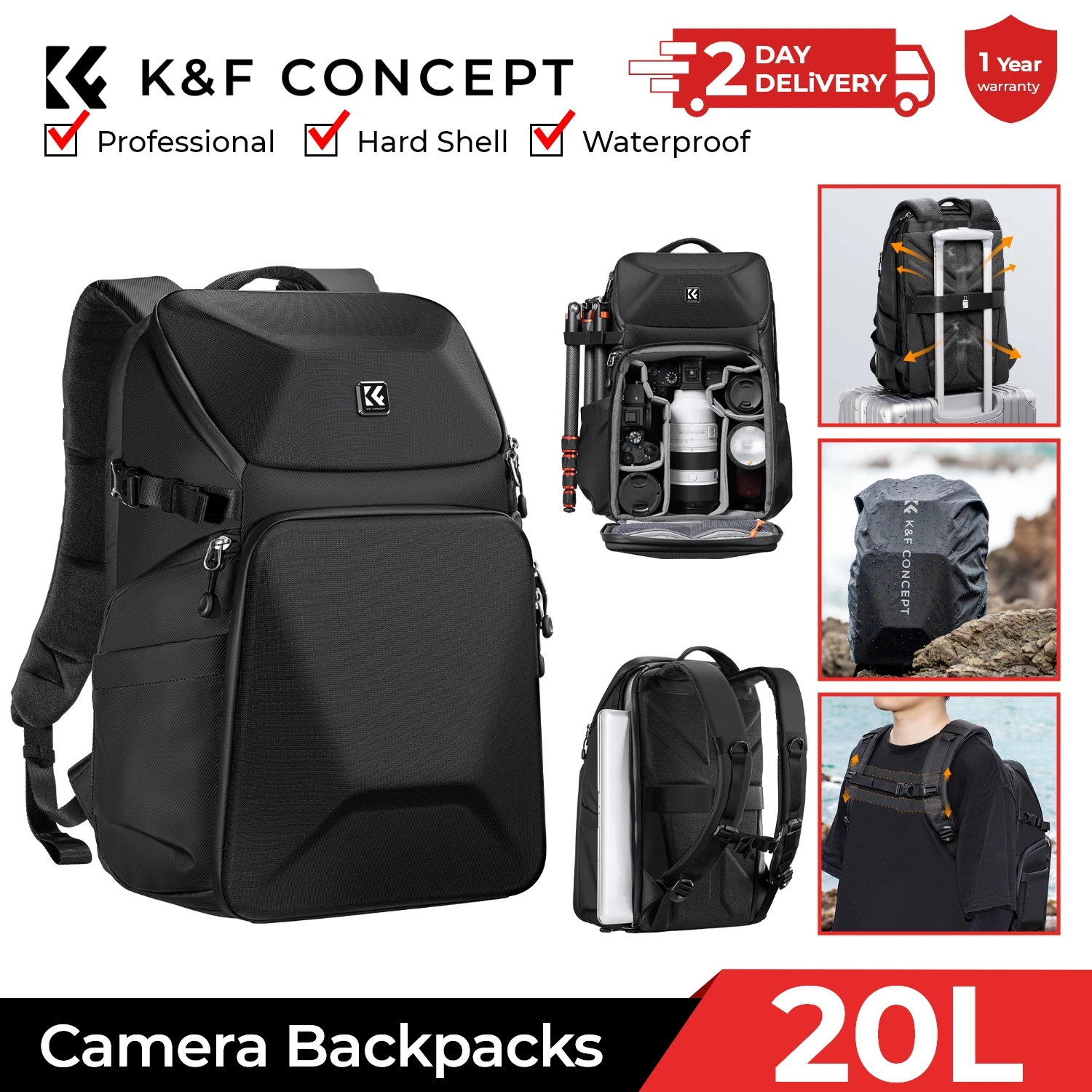 K&F CONCEPT 20L Kamerarucksack – Photography Lighting Bag Bewertung und Preis