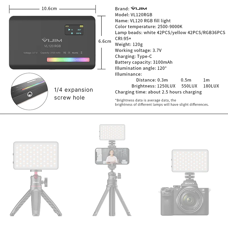 2026 Neu 120 RGB Taschen-Fill- – Photography And Lighting Bewertung und Preis